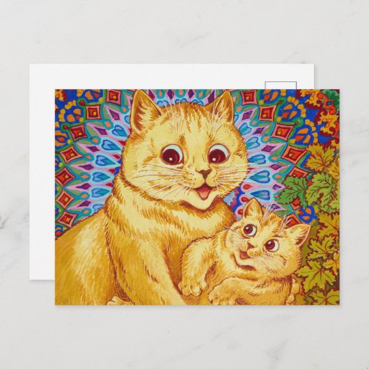 Carte Postale Mère avec chaton par Louis Wain (Devant / Derrière)