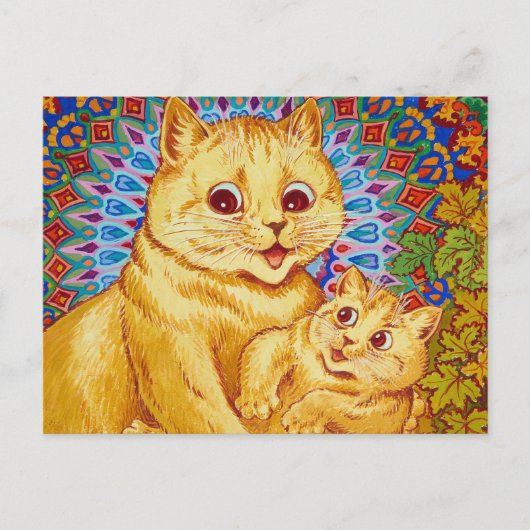 Carte Postale Mère avec chaton par Louis Wain (Devant)