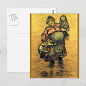 Carte Postale Mère avec deux enfants (Devant / Derrière)