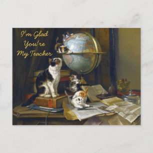 Carte Postale Mère Chat Chaton Bureau Je Suis Heureux Que Vous S