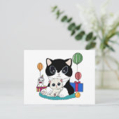 Carte Postale Mère chat et chaton fêtent. Kittycat (Debout devant)