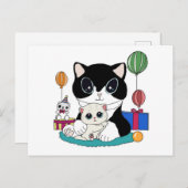 Carte Postale Mère chat et chaton fêtent. Kittycat (Devant / Derrière)