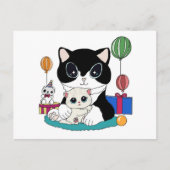 Carte Postale Mère chat et chaton fêtent. Kittycat (Devant)