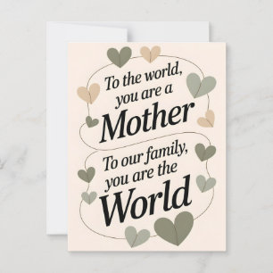 Carte Postale Mère Citation Sage Green Hearts Fête des mères