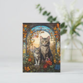 Carte Postale mère de chat et enfant (Debout devant)