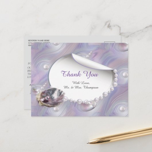 Carte Postale Mère des perles fusionnées comme des perles liquid (Devant/Arrière en situation)