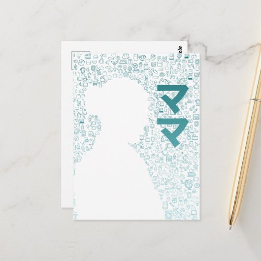 Carte Postale Mère en caractères japonais (Katakana) (Devant/Arrière en situation)