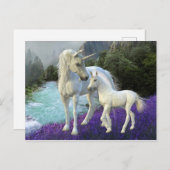 Carte Postale Mère enchantée licorne et bébé poulain (Devant / Derrière)