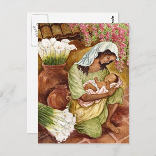 CARTE POSTALE MÈRE & ENFANT AVEC LITS CALA - MULTI (Devant / Derrière)