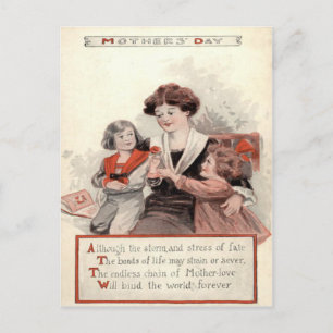 Carte Postale Mère Enfants Fleur