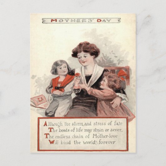 Carte Postale Mère Enfants Fleur (Devant)