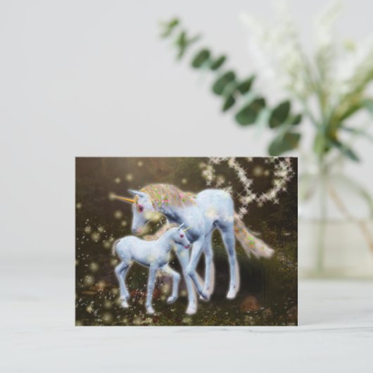 Carte Postale Mère et bébé licorne (Debout devant)
