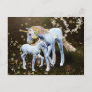 Carte Postale Mère et bébé licorne