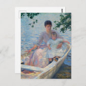 Carte Postale Mère et enfant dans un bateau (Devant / Derrière)