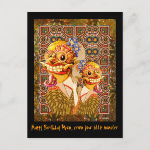 Carte Postale Mère et enfant (petit monstre)