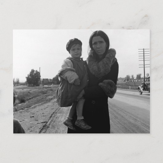 Carte Postale Mère et enfant sans abri - 1939 (Devant)
