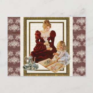 Carte Postale Mère et enfant victorien