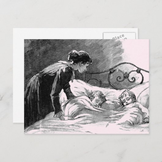 Carte postale Mère et Enfants dormant (Devant / Derrière)