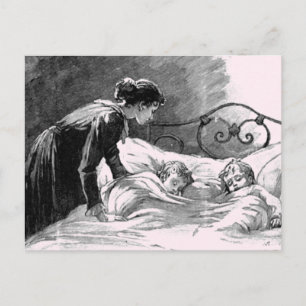 Carte postale Mère et Enfants dormant