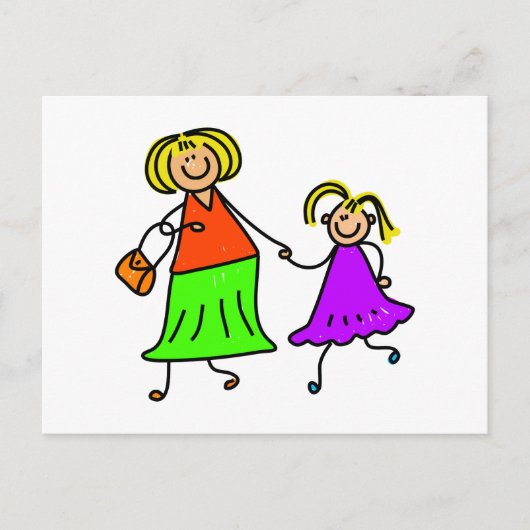 Carte Postale Mère Et Fille (Devant)
