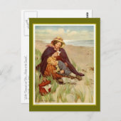 Carte Postale Mère et Fils en bord de mer (Devant / Derrière)