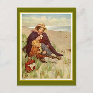 Carte Postale Mère et Fils en bord de mer