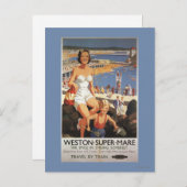 Carte Postale Mère et fils sur l'affiche de chemin de fer de (Devant / Derrière)