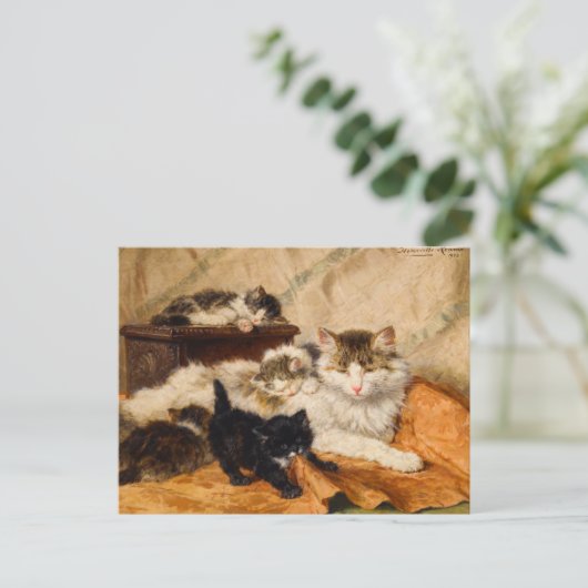 Carte Postale Mère et ses chatons (Debout devant)