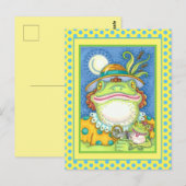 Carte Postale MÈRE FROG & BÉBÉ FROGETT, FAMILLE AIMER Drôle (Devant / Derrière)