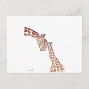 Carte Postale Mère girafe avec bébé