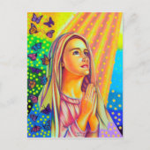 Carte Postale Mère Marie Priant Avec Lumière D'En Haut (Devant)