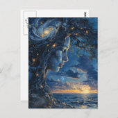 Carte Postale Mère Nature Arbre Océan Fantaisie (Devant / Derrière)