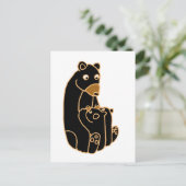 Carte Postale Mère Ours Noir avec Cubes (Debout devant)