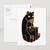 Carte Postale Mère Ours Noir avec Cubes (Devant / Derrière)