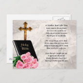 Carte Postale Mère poème - Bible et Rose (Devant / Derrière)