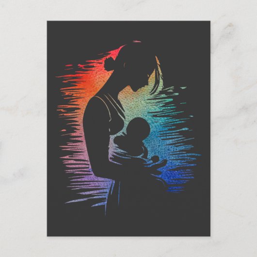 Carte Postale Mère portant son bébé, maman et son croquis de béb (Devant)
