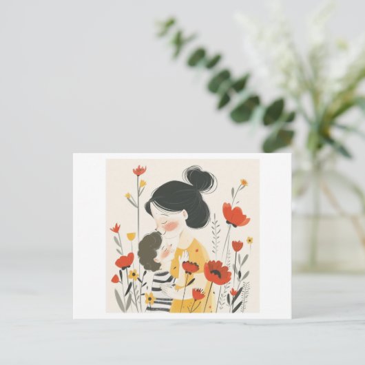 Carte Postale Mère serrant son fils (Debout devant)