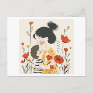 Carte Postale Mère serrant son fils asiatique chinois japonais d