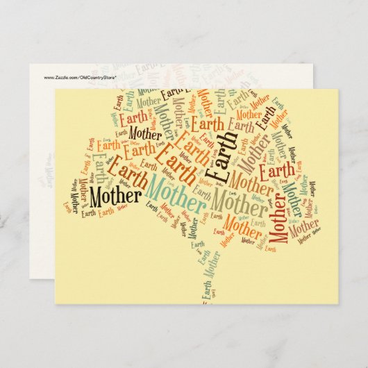 Carte Postale Mère Terre Mot Cloud en forme d'arbre (Devant / Derrière)
