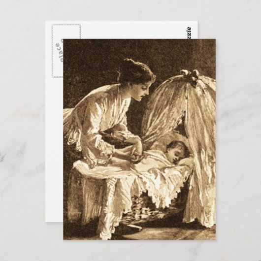 Carte Postale Mère vintage et bébé (Devant / Derrière)