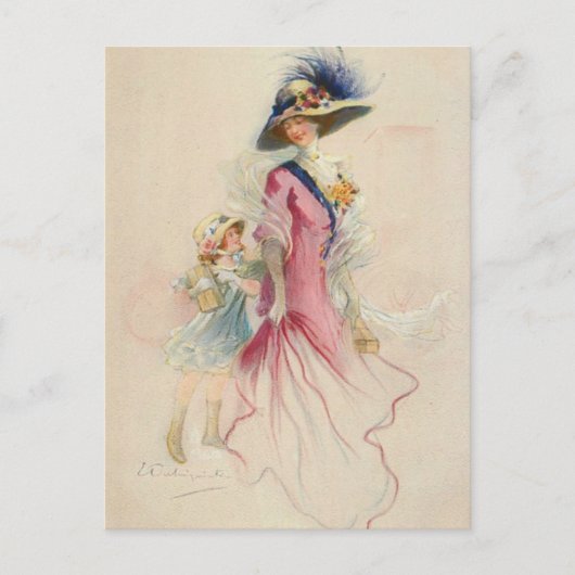 Carte Postale Mère vintage et enfant (Devant)