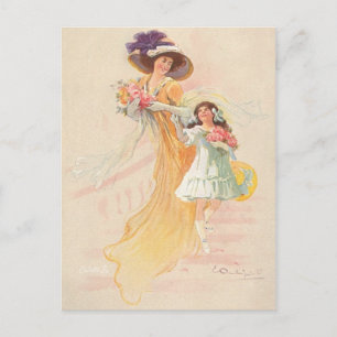 Carte Postale Mère vintage et enfant