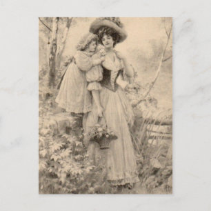 Carte Postale Mère vintage Et Fille