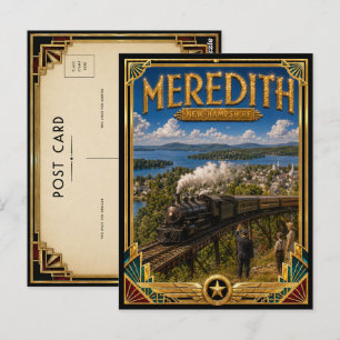 Carte Postale Meredith New Hampshire Art Déco Vintage Âge d'Or