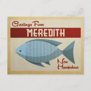 Carte Postale Meredith New Hampshire Blue Fish Vintage voyage