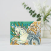CARTE POSTALE MERHORSE & OCTOPUS BLANC, CHEVAL UNICORN IMAGINAIR (Debout devant)