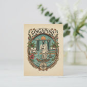 Carte Postale Merlion Singapour (Debout devant)