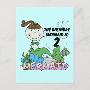 Carte Postale Mermaid 2e Anniversaire Tshirts et cadeaux