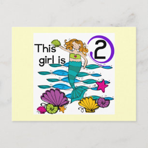 Carte Postale Mermaid 2e Anniversaire Tshirts et cadeaux