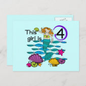 Carte Postale Mermaid 4th Birthday Tshirts and Gifts (Devant / Derrière)